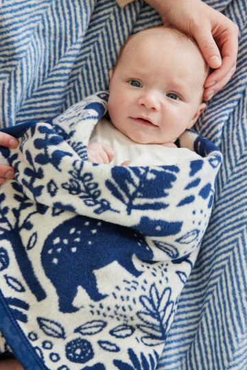 Whimsical Woods Navy Mini Blanket3