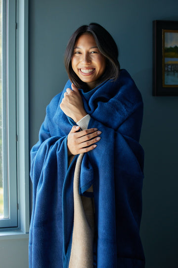 Contrast Solid Vintage Blue & Khaki ChappyWrap Blanket