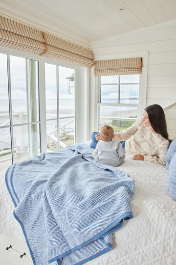 Harborview Herringbone Cornflower Blanket7