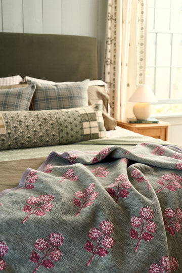 Hydrangea Blockprint Blanket3