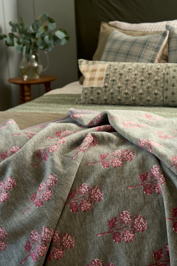 Hydrangea Blockprint Blanket6