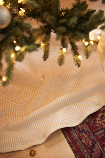 Harborview Herringbone Cream Christmas Tree Skirt