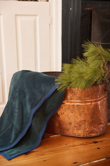 Harborview Herringbone Blue Spruce Blanket7