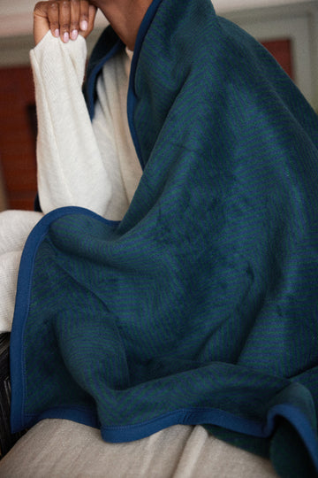 Harborview Herringbone Blue Spruce Blanket4