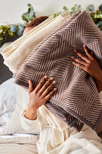 Harborview Herringbone Chocolate Blanket3