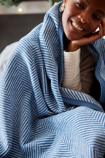 Harborview Herringbone Cornflower Blanket2