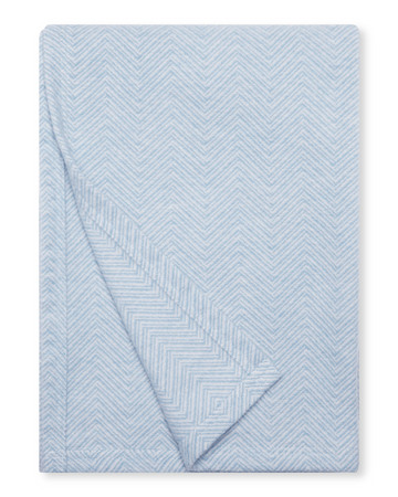 Light blue shawl with herringbone weave pattern, partially folded to show texture and woven detail.5