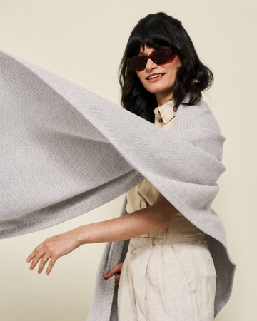 Bayside Herringbone Light Grey Shawl