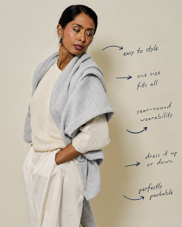 Bayside Herringbone Light Grey Shawl