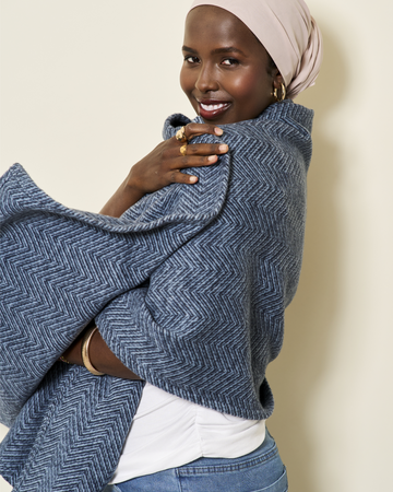 Bayside Herringbone Midnight Navy Shawl