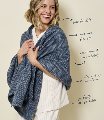 Bayside Herringbone Midnight Navy Shawl