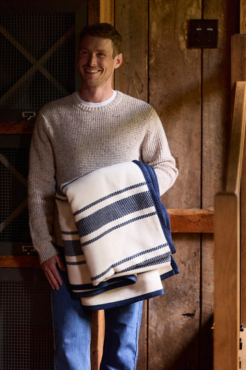 Dockside Stripe Navy Blanket4