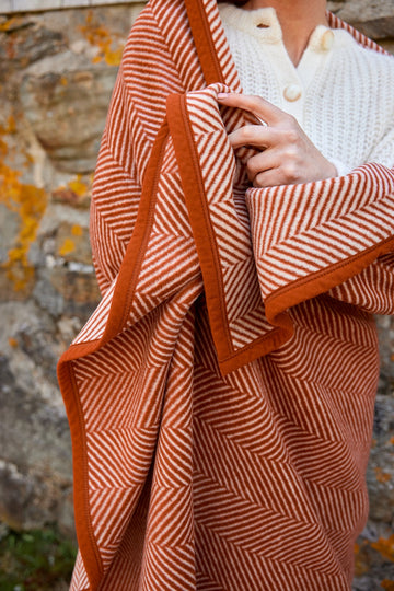 Harborview Herringbone Desert Red Blanket2
