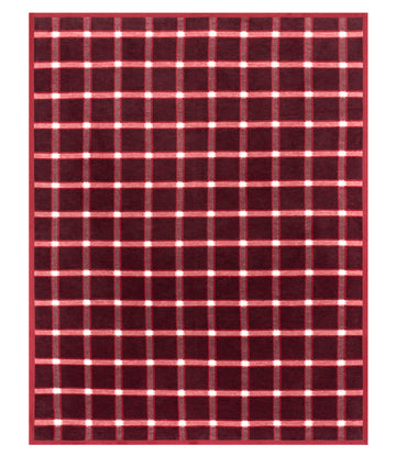 Red and white plaid blanket with grid pattern throughout.7