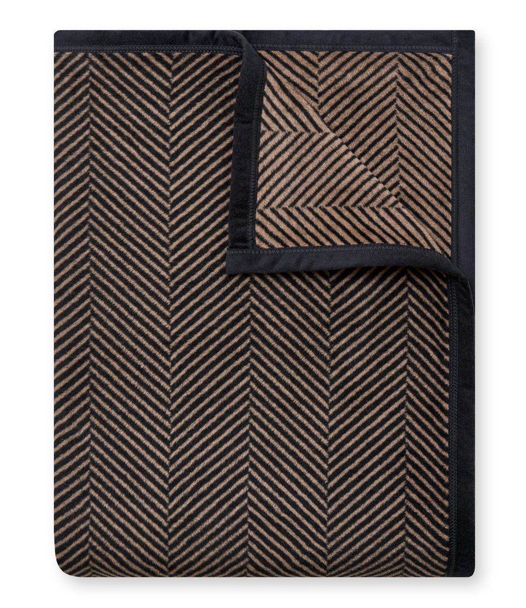 Harborview Herringbone Black Walnut Throw Blanket | ChappyWrap