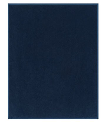 Deep blue blanket with herringbone weave texture and solid border.6