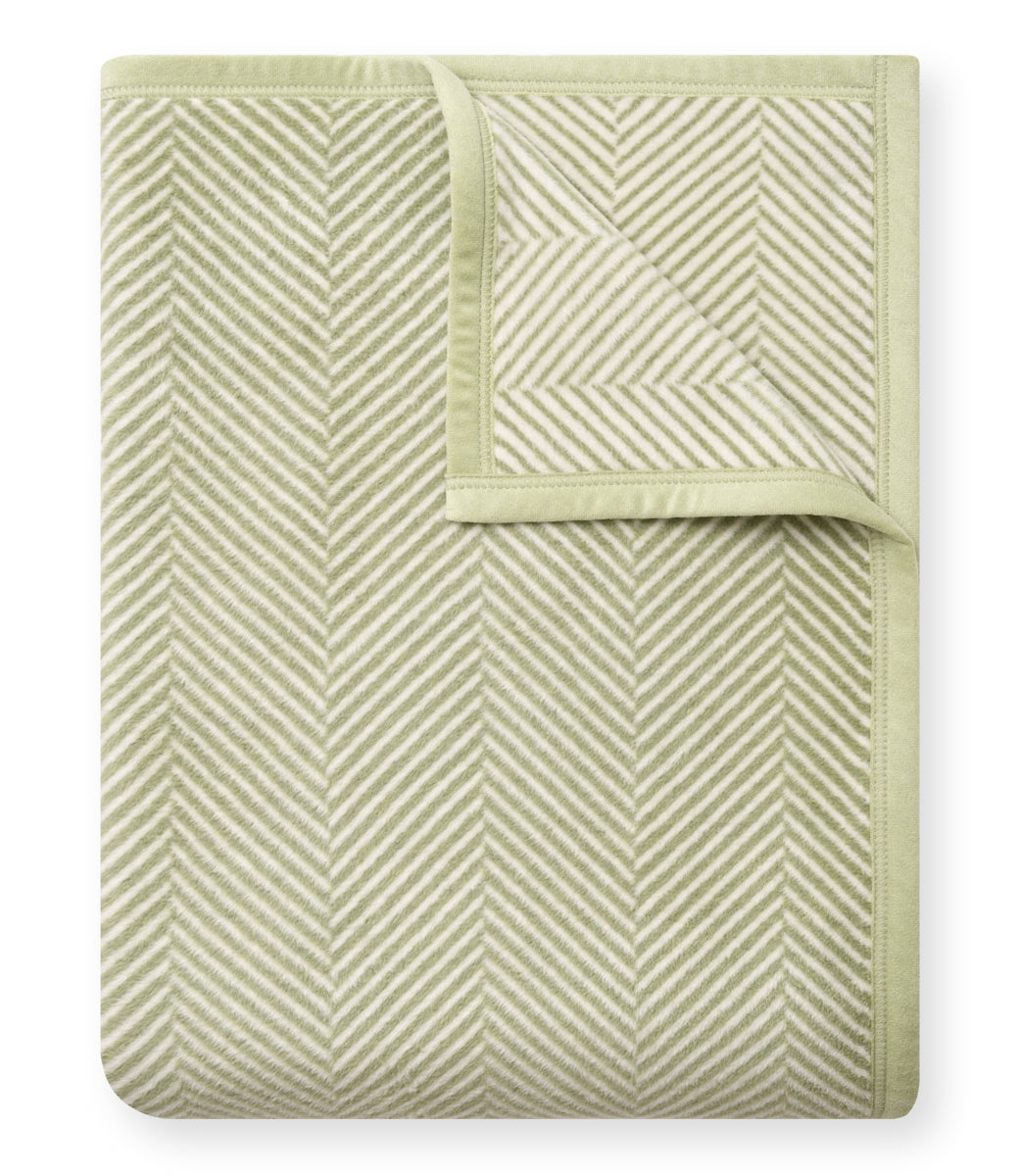 Harborview Herringbone Garden Green Blanket