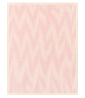 Ballet pink blanket with herringbone weave pattern and cream border.6