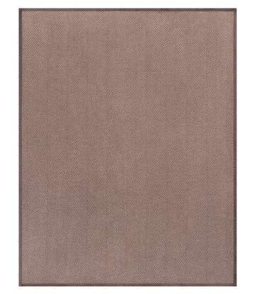 Brown blanket with white herringbone pattern throughout and solid brown border frame.7