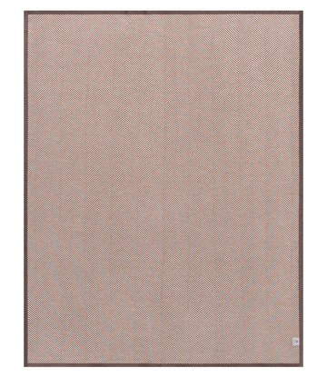 Brown and cream herringbone patterned blanket with solid brown border.8