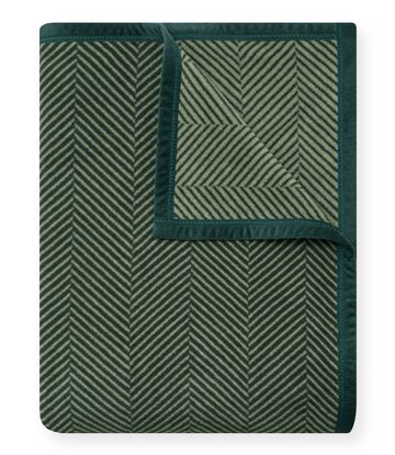Harborview Herringbone Forest Green Blanket