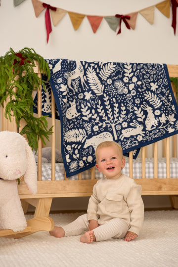 Whimsical Woods Navy Mini Blanket2